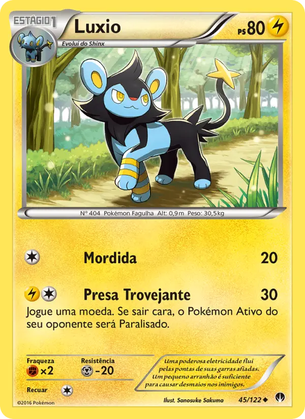 Carta Luxio, número 45/122 da coleção Turbo Colisão