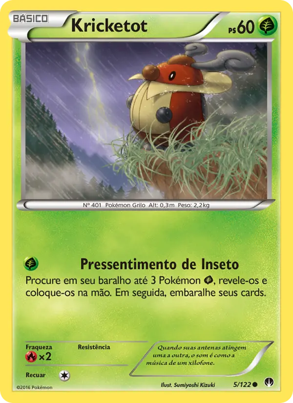 Carta Kricketot, número 5/122 da coleção Turbo Colisão