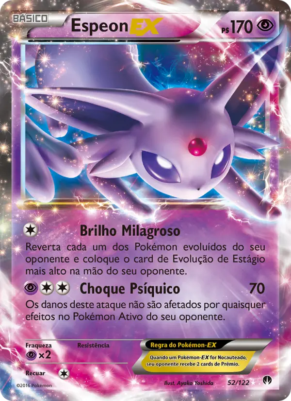 Carta Espeon EX, número 52/122 da coleção Turbo Colisão