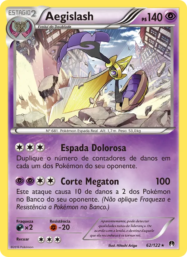 Carta Aegislash, número 62/122 da coleção Turbo Colisão
