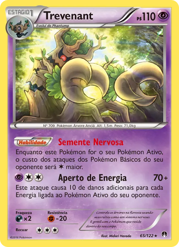 Carta Trevenant, número 65/122 da coleção Turbo Colisão