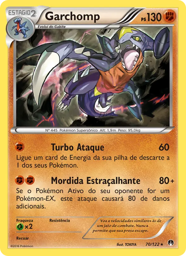 Carta Garchomp, número 70/122 da coleção Turbo Colisão