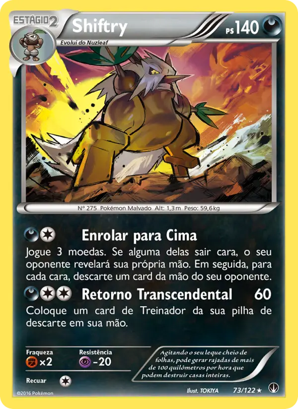 Carta Shiftry, número 73/122 da coleção Turbo Colisão