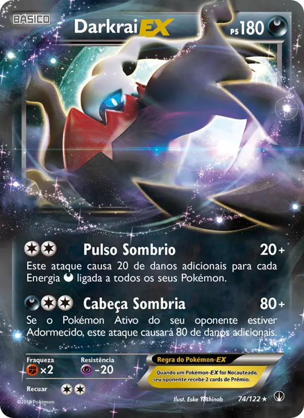 Carta Darkrai EX, número 74/122 da coleção Turbo Colisão