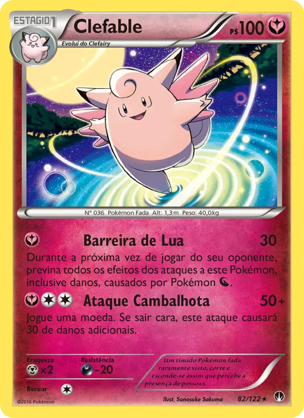 Carta Clefable, número 82/122 da coleção Turbo Colisão