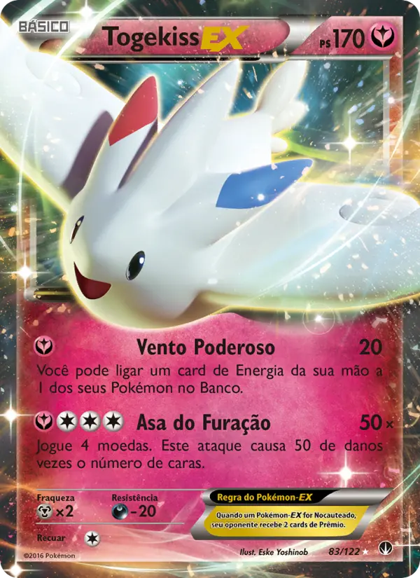 Carta Togekiss EX, número 83/122 da coleção Turbo Colisão