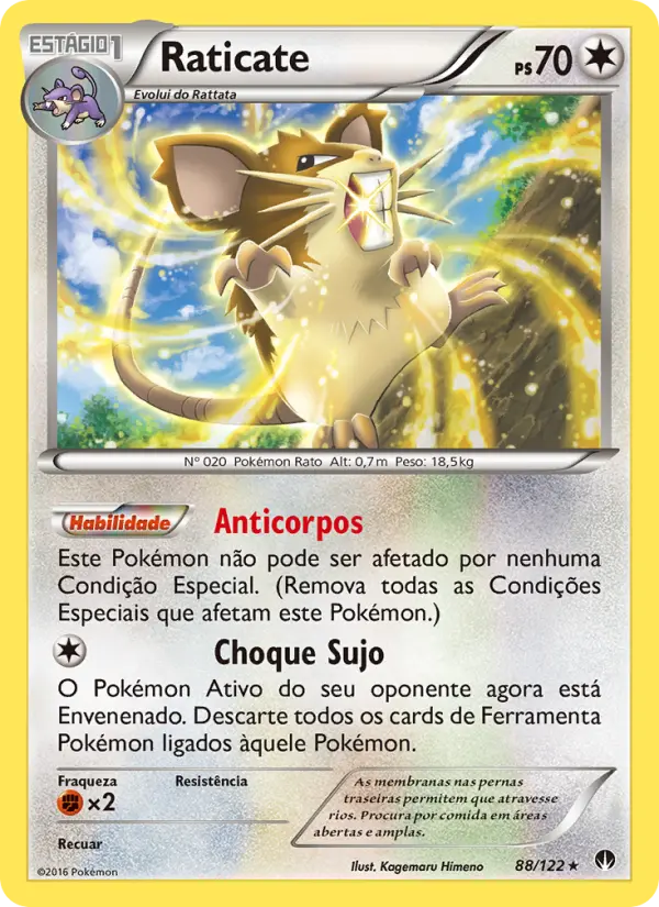 Carta Raticate, número 88/122 da coleção Turbo Colisão