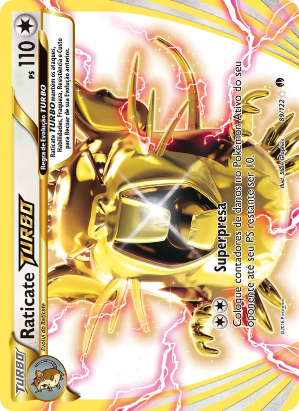 Carta Raticate TURBO, número 89/122 da coleção Turbo Colisão
