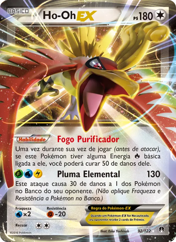 Carta Ho-Oh EX, número 92/122 da coleção Turbo Colisão